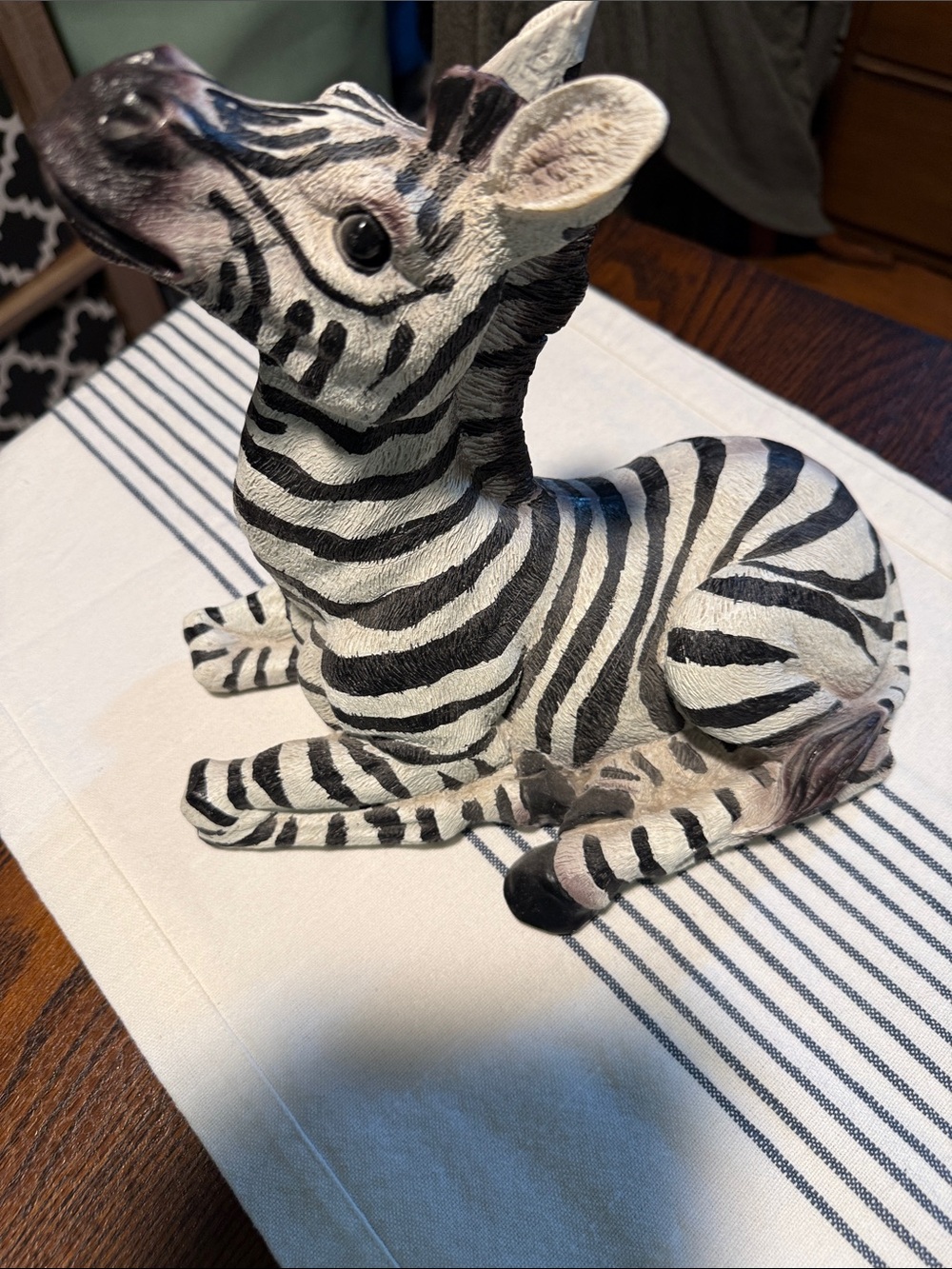 Hand-Painted Black & White Zebra Figurine - Home Accent 10 in